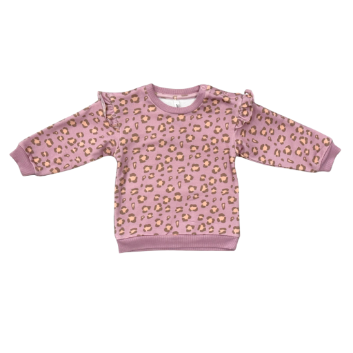 Babysprouts Clothing Company Girls Ruffle Sweatshirt | Cheetah