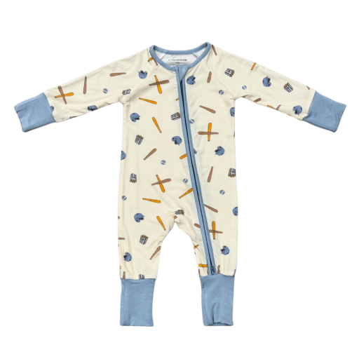 Babysprouts Clothing Company Long Sleeve Zip Romper | Baseball