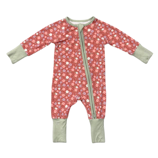 Babysprouts Clothing Company Long Sleeve Zip Romper | Tiny Petals