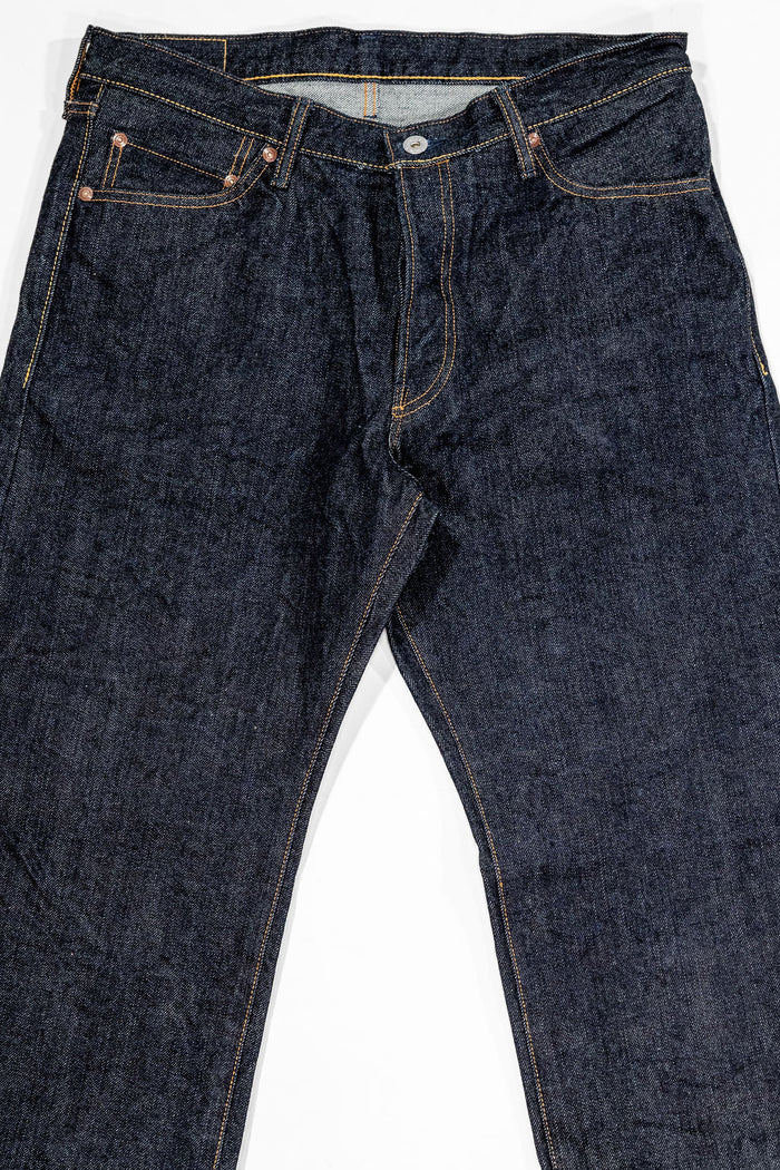 Big John M1803 17oz Heavy Gauge Jeans Straight Fit - Indigo One Wash. laid on back