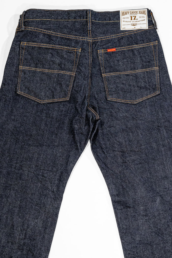 Big John M1803 17oz Heavy Gauge Jeans Straight Fit - Indigo One Wash. laid on front