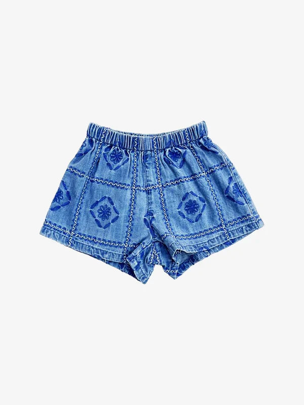 Blu & Blue Clara Embroidered Denim Shorts