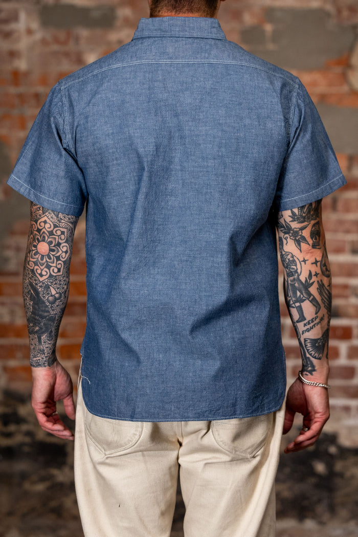 Buzz Rickson's BR35856 Short Sleeve Chambray Work Shirt - Blue