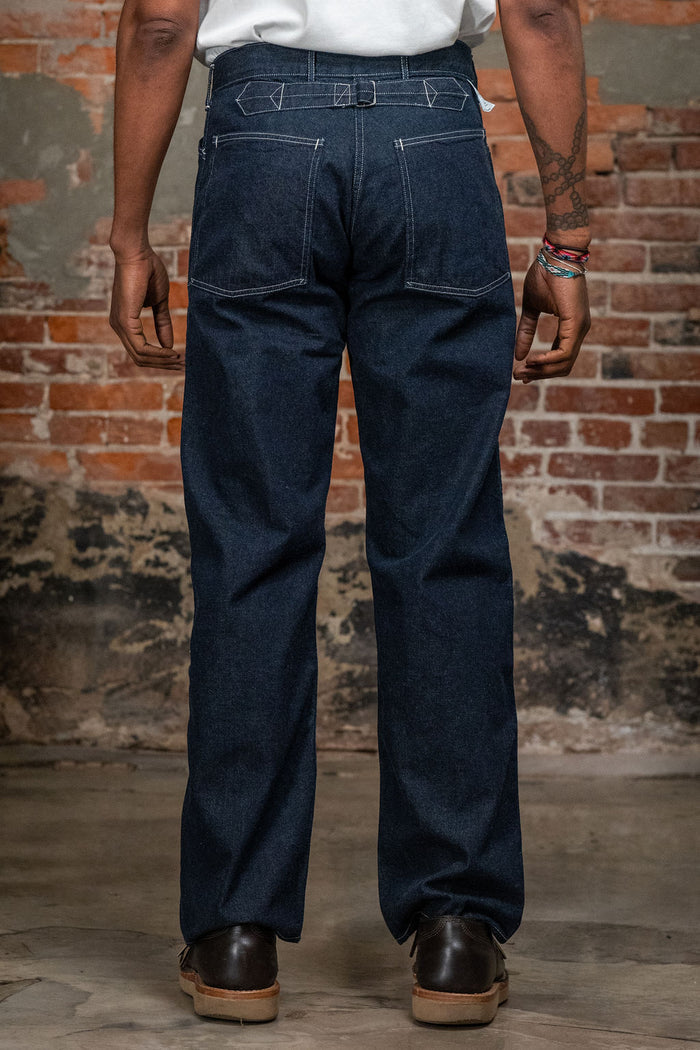 Buzz Rickson's BR41106 Denim Working Trousers - One Wash. on model back profile