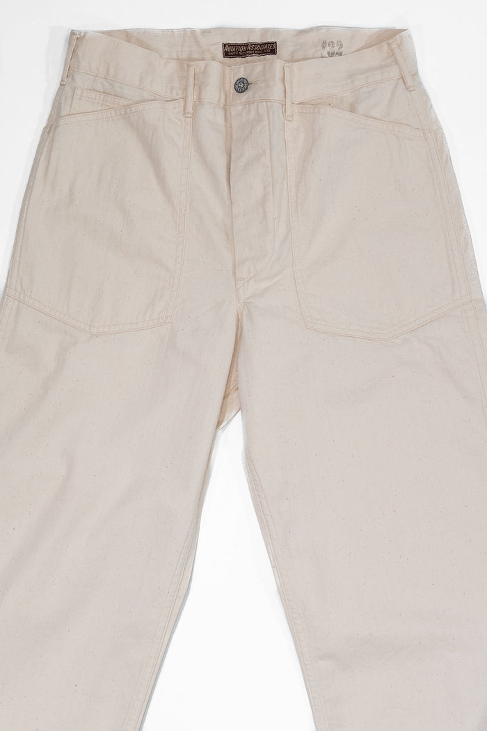 Buzz Rickson's BR42635 White Twill Working Trousers - Off White. laid on back