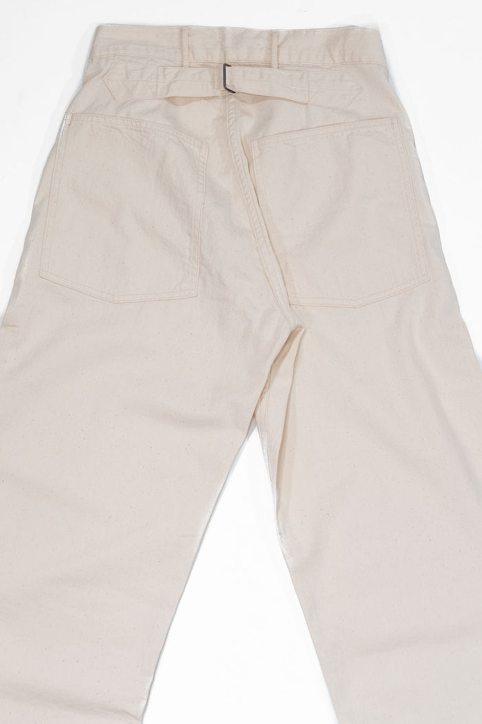 Buzz Rickson's BR42635 White Twill Working Trousers - Off White. laid on front