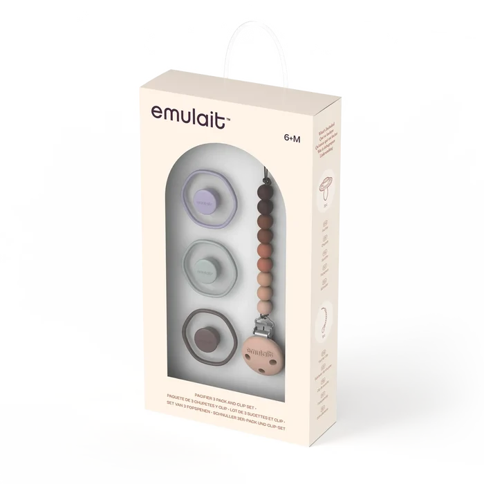 Emulait Pacifier 3-Pack & Clip Gift Set