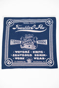 Navy bandana with custom white design and text