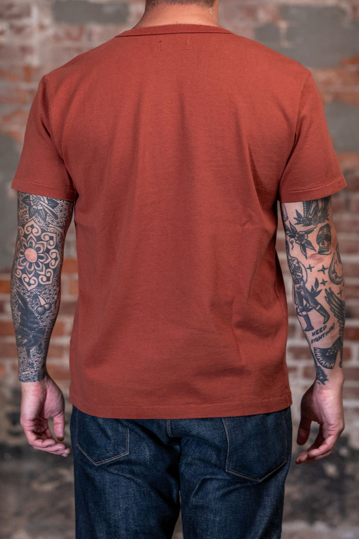 Back view of the Freenote Cloth 13oz Pocket T-Shirt in Picante