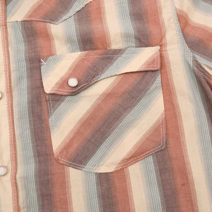 Freenote Cloth Calico -  Desert Stripe. detail shot of front pocket