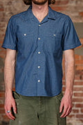Freenote Cloth Dayton S/S - Blue Herringbone