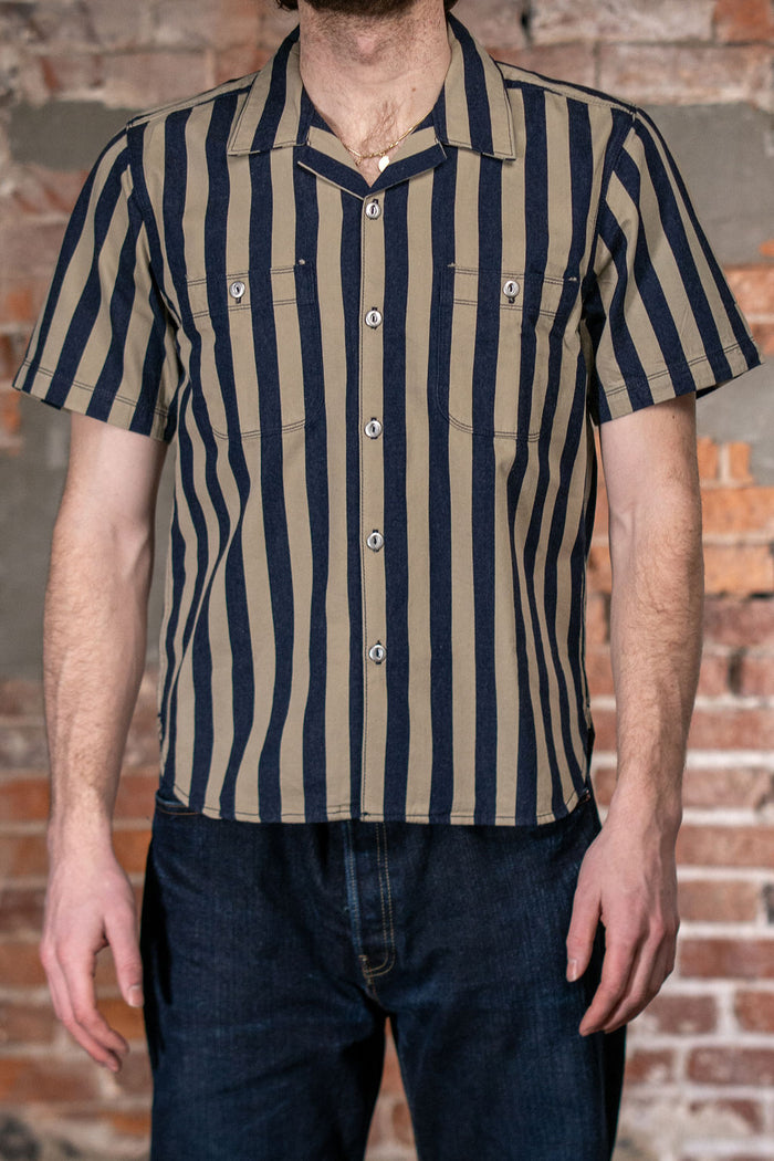 Freenote Cloth Dayton S/S - Indigo Wide Stripe