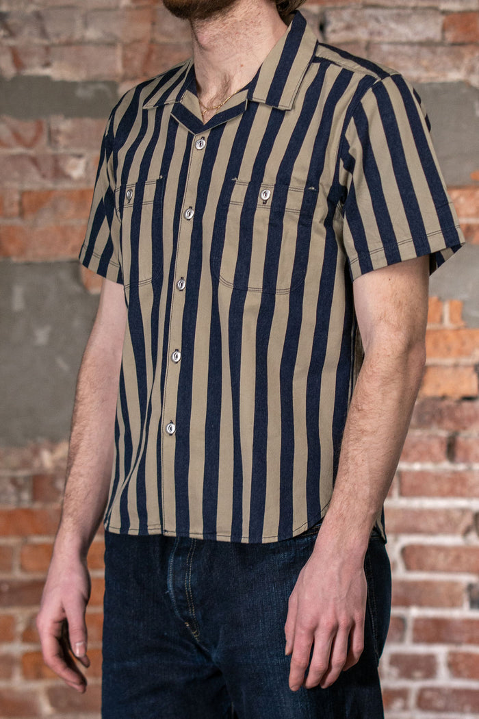 Freenote Cloth Dayton S/S - Indigo Wide Stripe