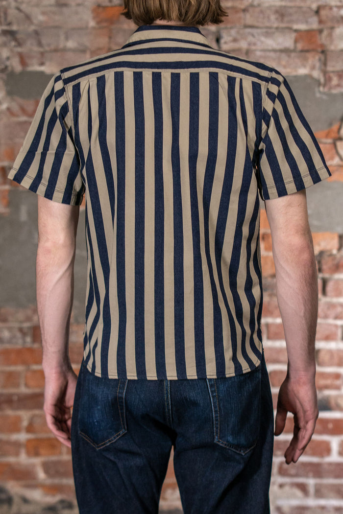 Freenote Cloth Dayton S/S - Indigo Wide Stripe