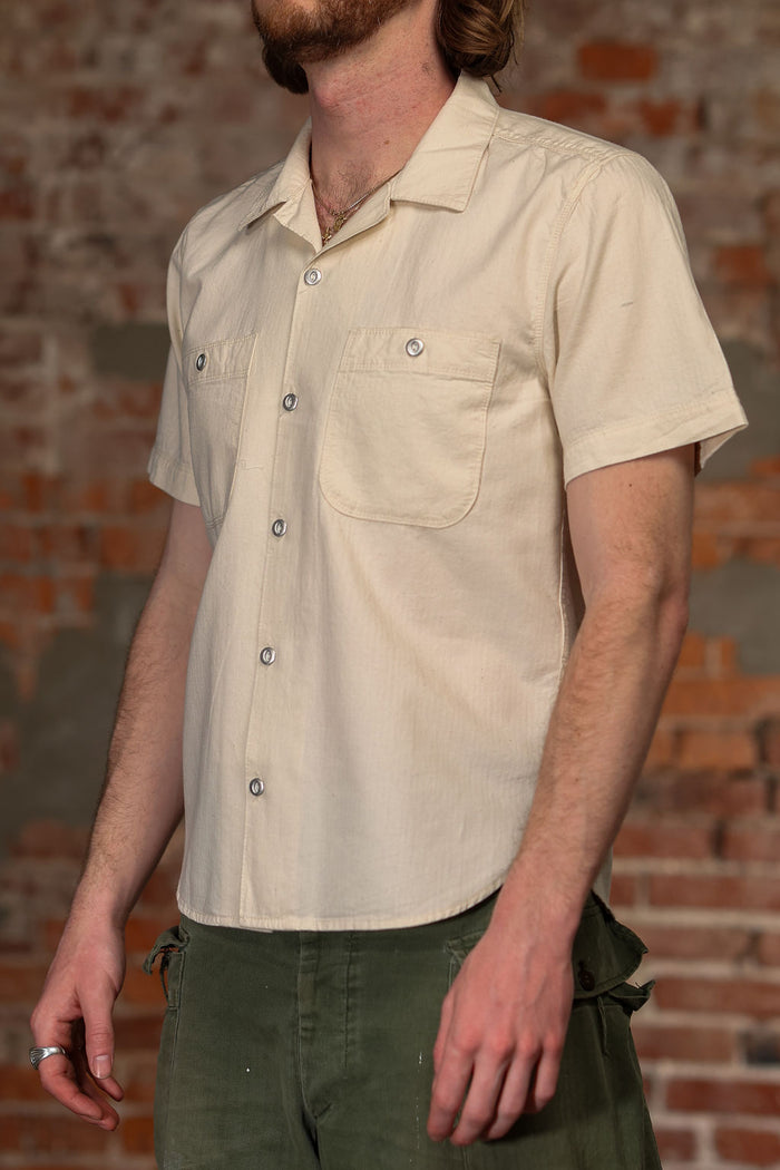 Freenote Cloth Dayton S/S  - Natural Herringbone