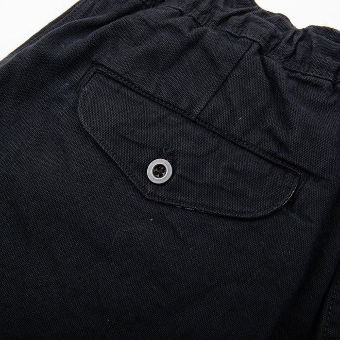 Freenote Cloth Deck Shorts - Black. detail shot of back pocket