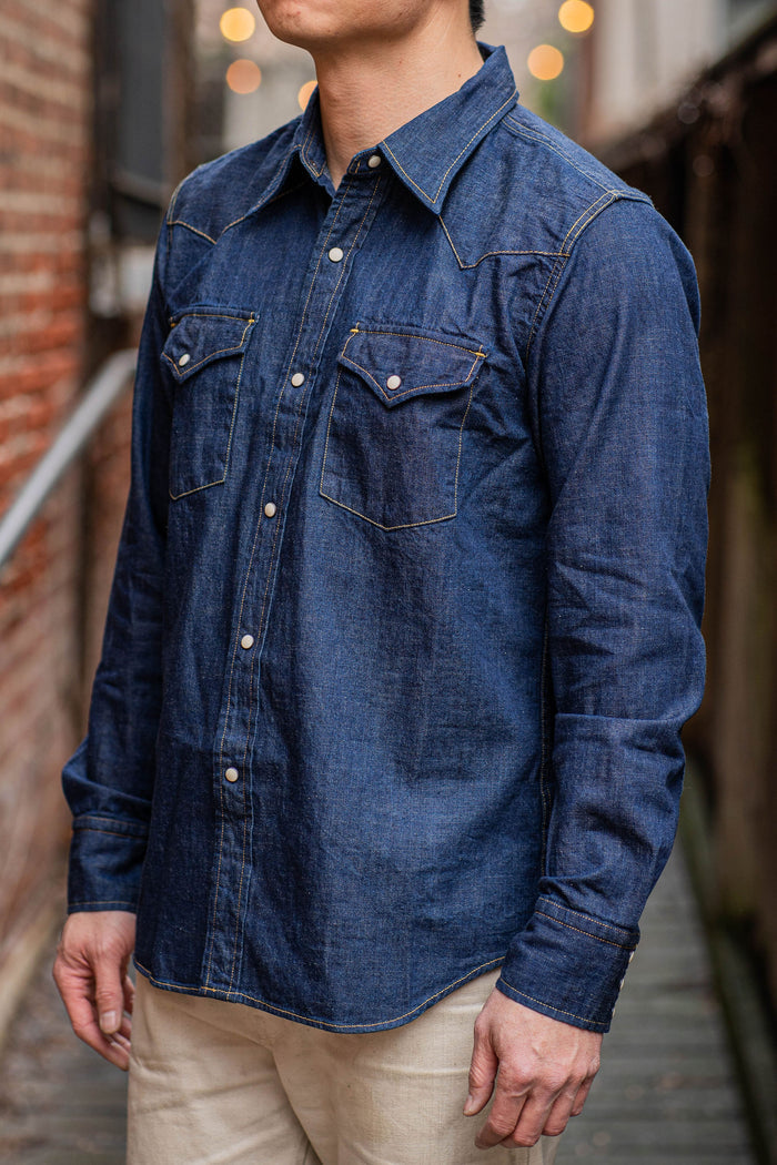 Fullcount 4898 Denim Western Shirt - Indigo Blue