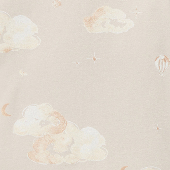 Neutral baby cloud and hot-air balloon print fabric