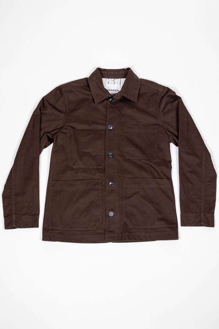 Hansen Garments Bendik Workwear Jacket - Chestnut - product shot - front facing - white background