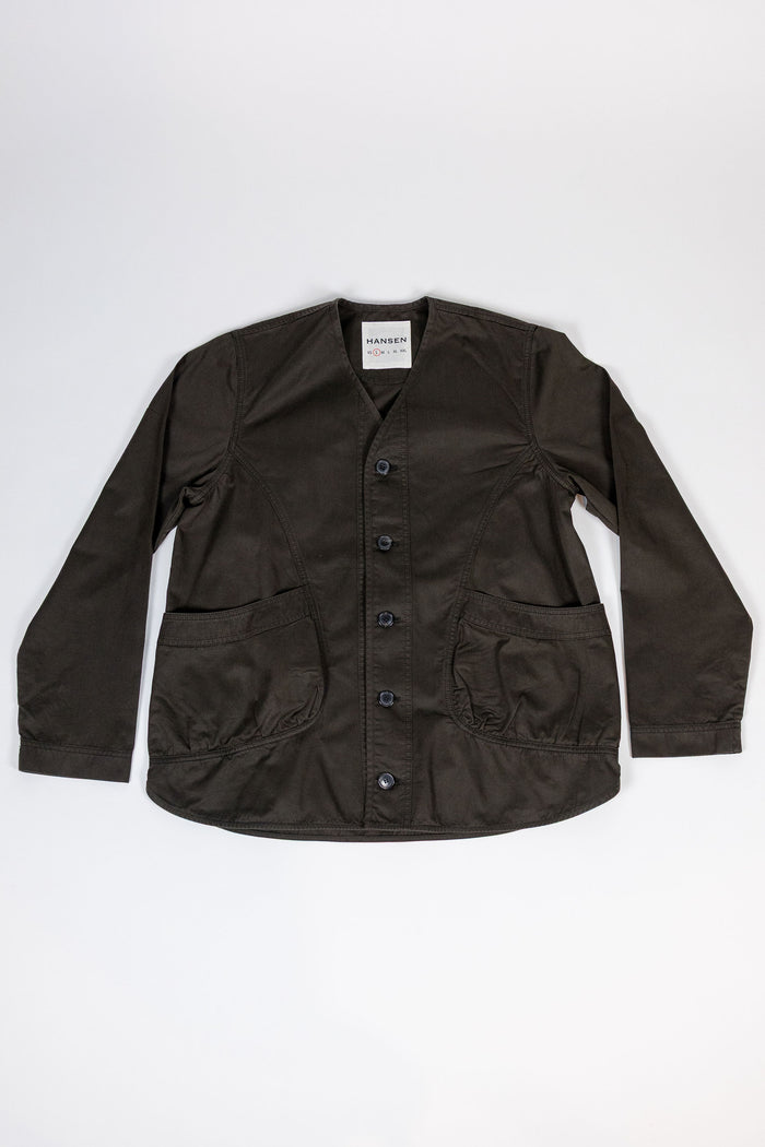 Hansen Garments Bernard Flight Jacket - Coffee Drill - product shot  laid on back - white background