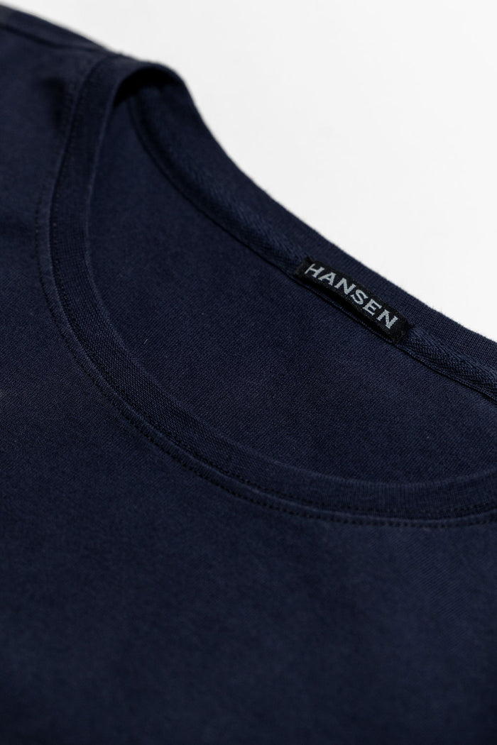 Hansen Garments Julian Crew Neck T-Shirt - Indigo Like laid flat details on neck stitching