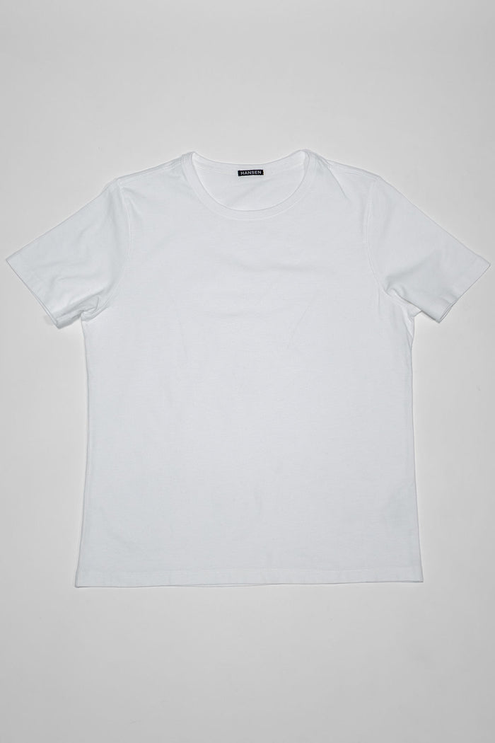 Hansen Garments Julian Crew Neck T-Shirt - White laid flat from the front
