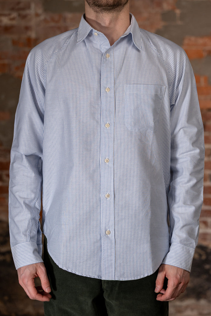 Heimat Textil Artist Shirt - Trail Blue / Seashell Bengal Stripe