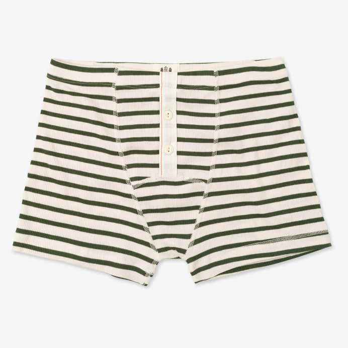 Hemen Biarritz Breton Stripe Boxer Brief - Natural/Khaki. laid on back