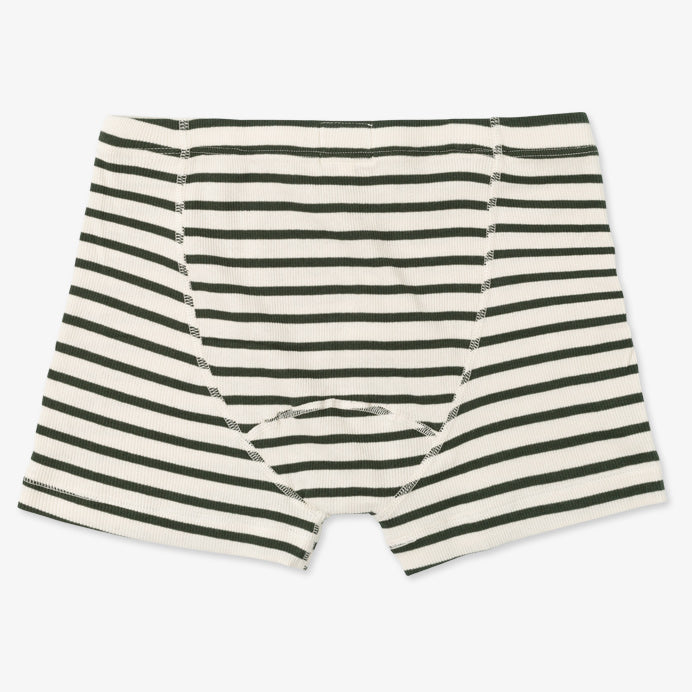 Hemen Biarritz Breton Stripe Boxer Brief - Natural/Khaki. laid on face