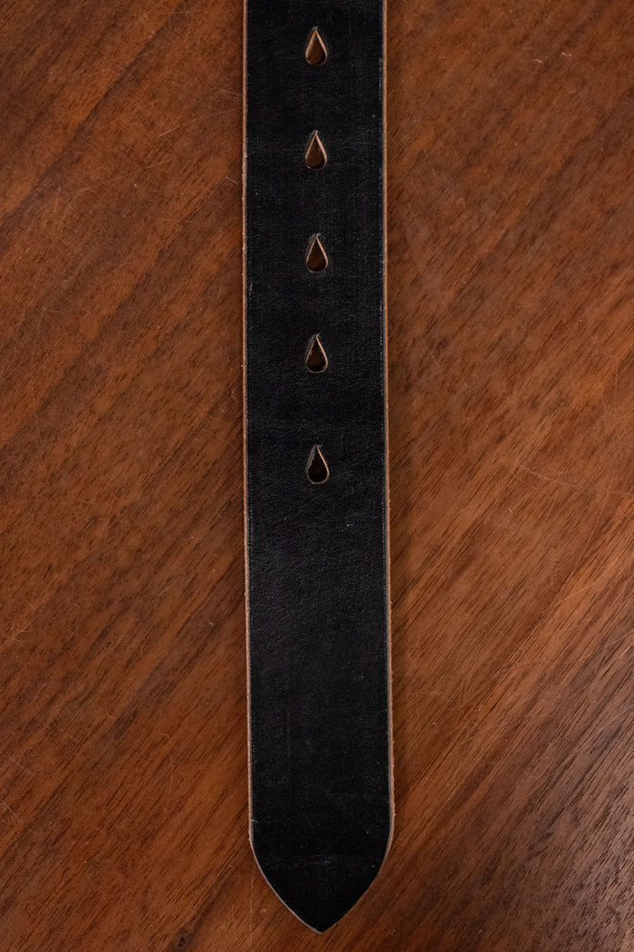 Hollows Leather Trail Belt - Black English Bridle Brass Buckle