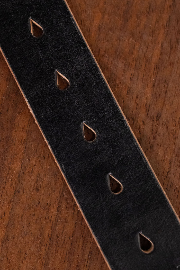 Hollows Leather Trail Belt - Black English Bridle Brass Buckle
