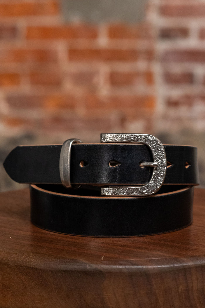 Hollows Leather Trail Belt - Black English Bridle Silver Buckle