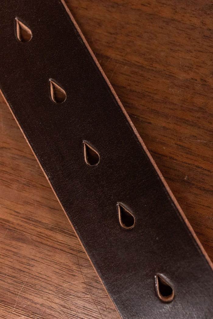 Hollows Leather Trail Belt - Dark Brown English Bridle Brass Buckle