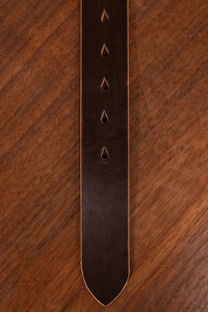 Hollows Leather Trail Belt - Dark Brown English Bridle Brass Buckle