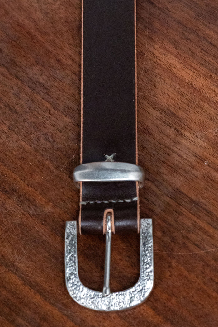 Hollows Leather Trail Belt - Dark Brown English Bridle Silver Buckle