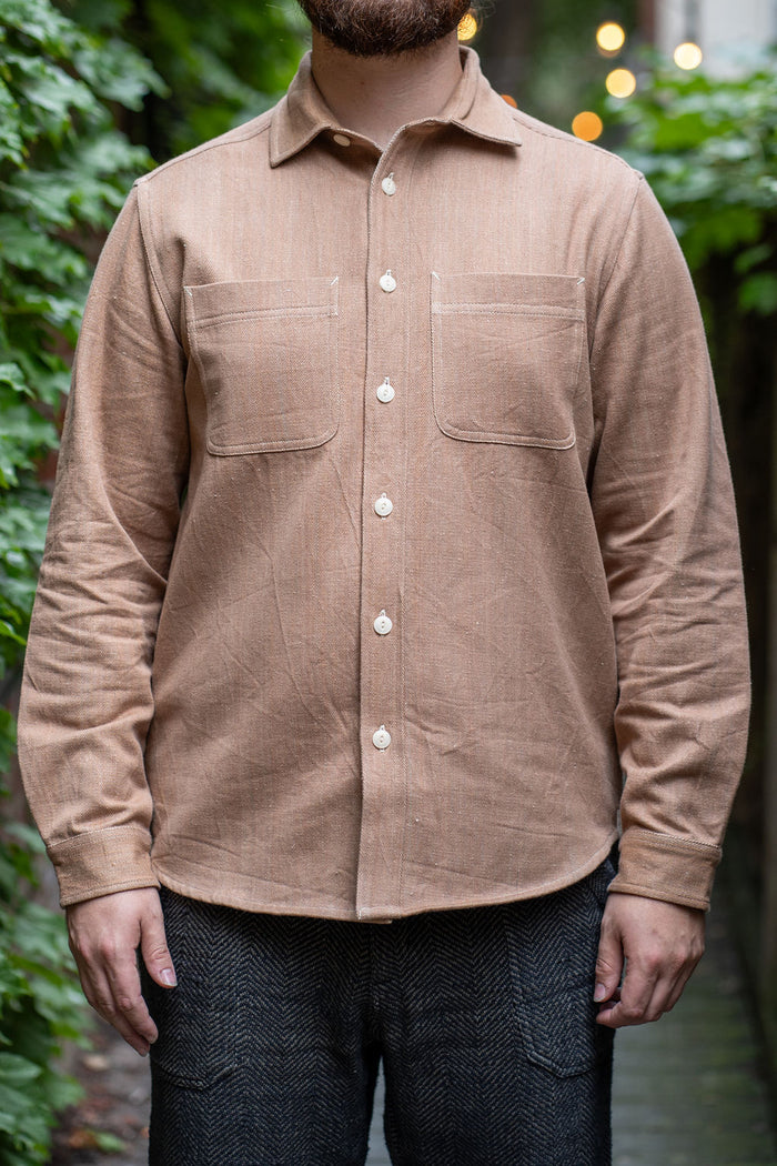 Indi + Ash Ames Workshirt - Kutch Brown Handwoven Denim