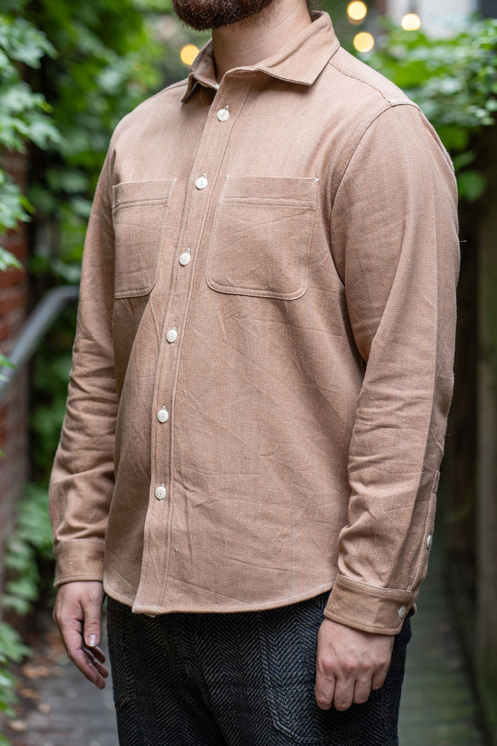Indi + Ash Ames Workshirt - Kutch Brown Handwoven Denim