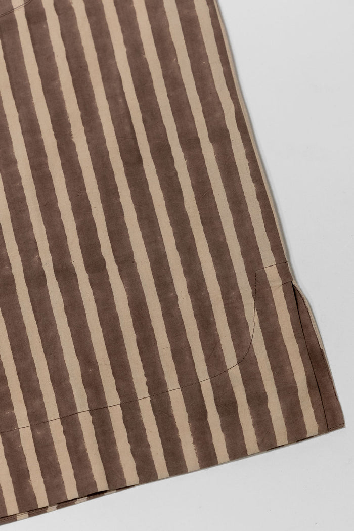 Indi + Ash Lake Camp Shirt - Organic Cotton Sheeting Black Print Stripe Iron Grey/Natural