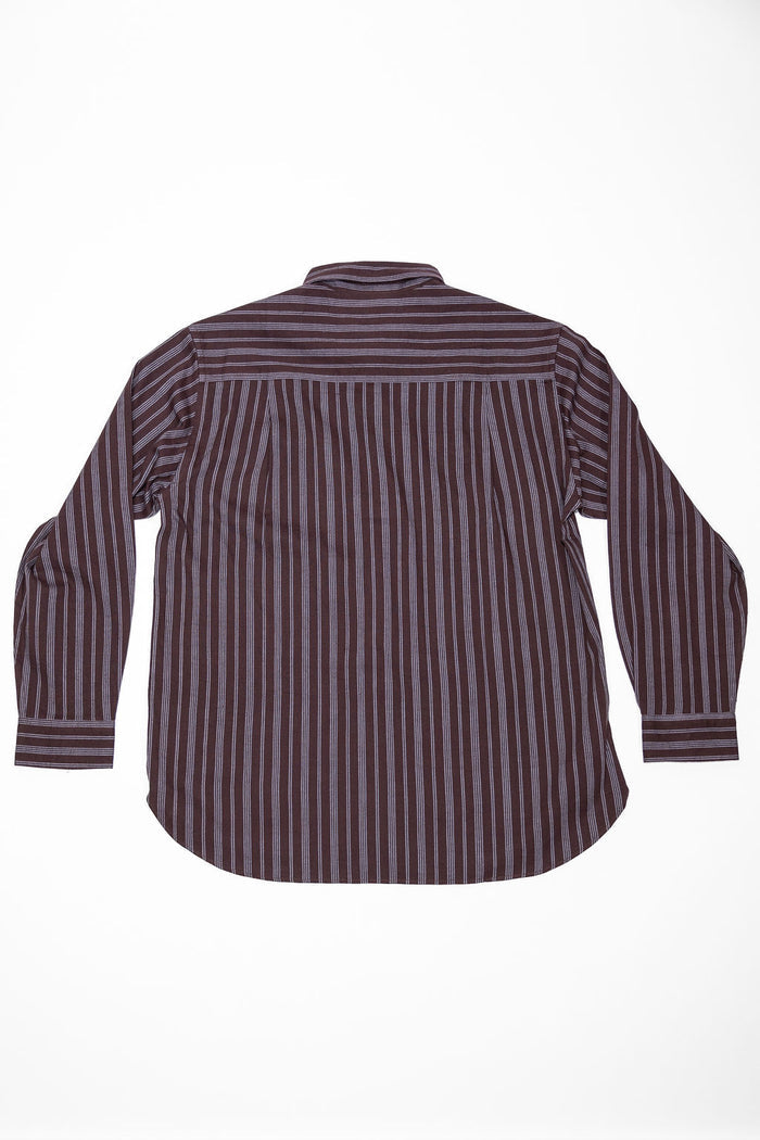 Indi + Ash L/S Brook Shirt - Handwoven Kala Cotton Variegated Stripe Plum/Indigo