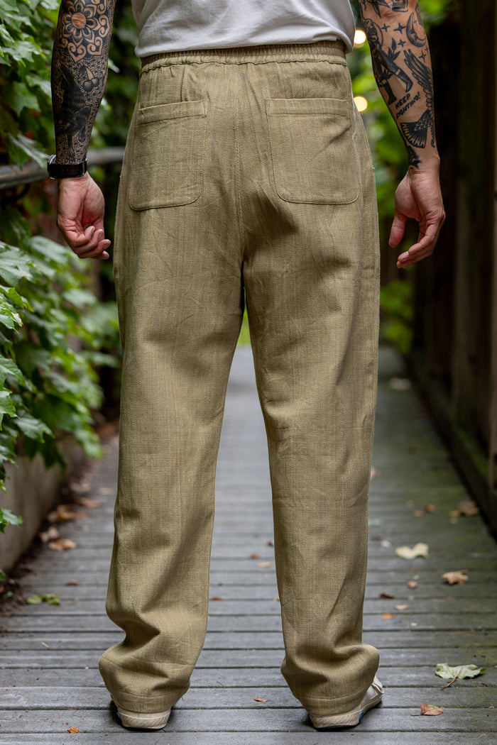 Indi + Ash Nico Pant - Olive Drab Handwoven Denim