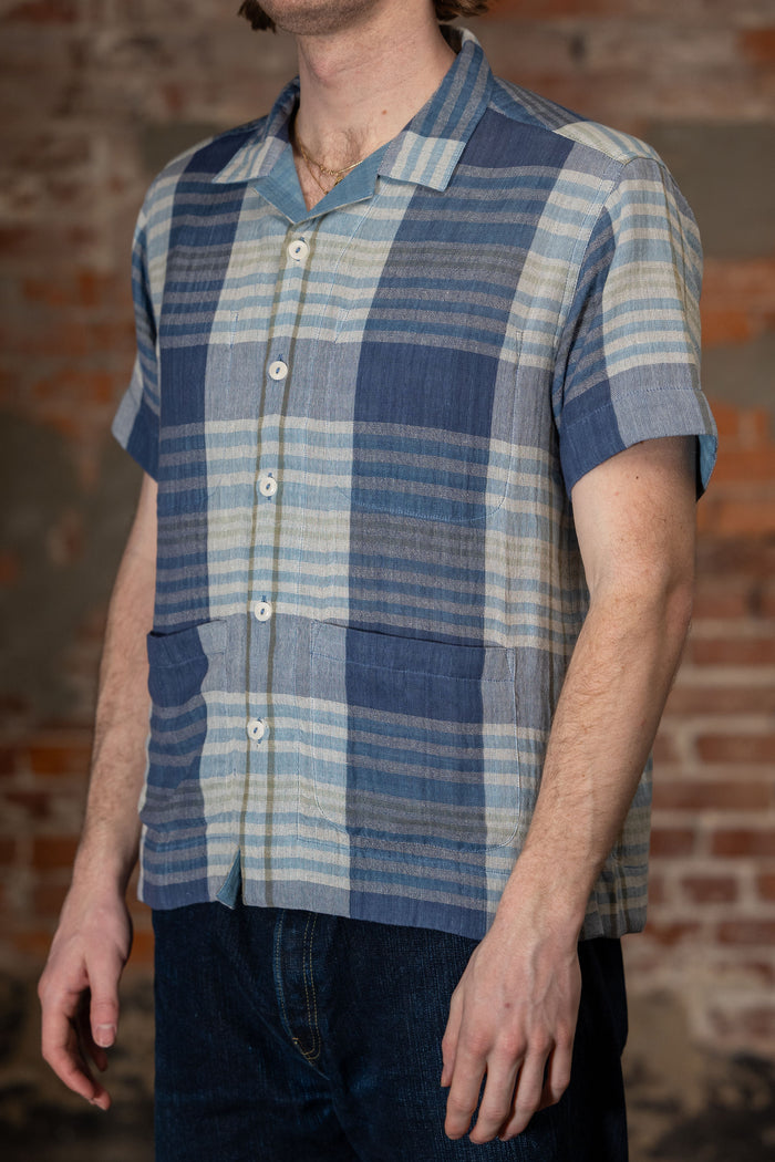 Indi + Ash Reversible Lake Camp Shirt - Handwoven Double Gauze Plaid Indigo
