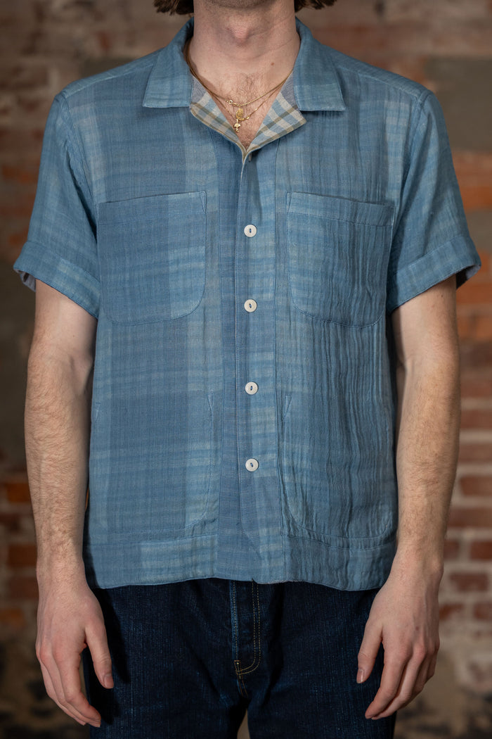 Indi + Ash Reversible Lake Camp Shirt - Handwoven Double Gauze Plaid Indigo