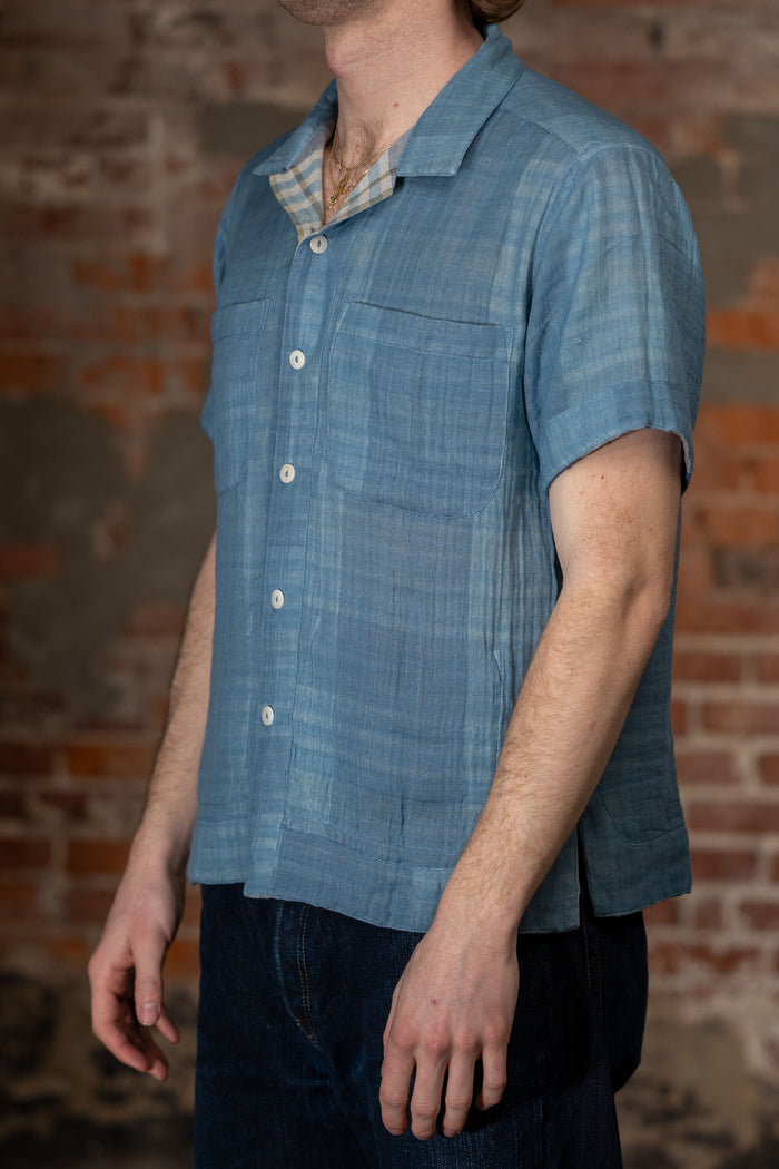 Indi + Ash Reversible Lake Camp Shirt - Handwoven Double Gauze Plaid Indigo