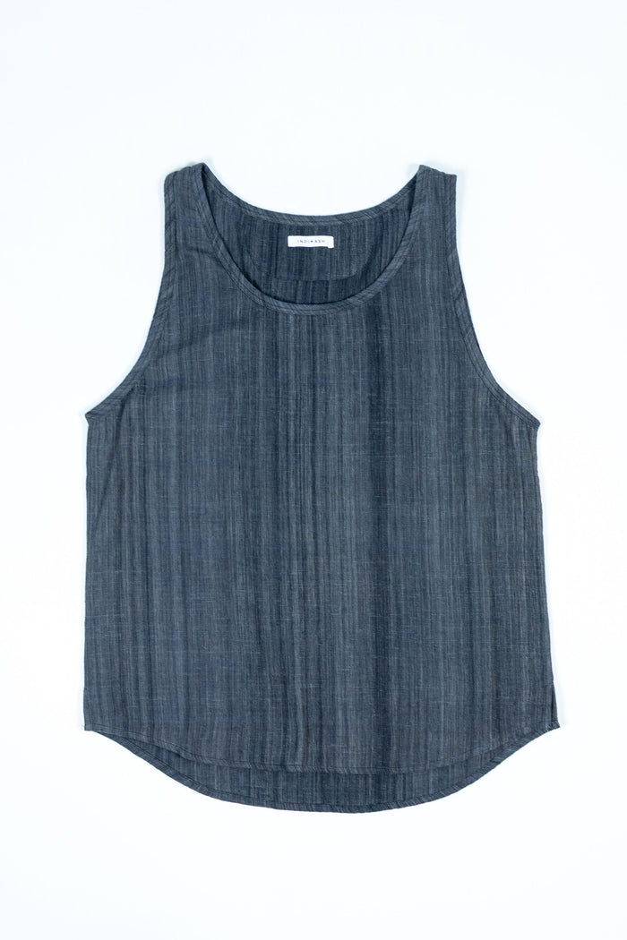 Indi + Ash Ripley Tank Handwoven Kala Cotton - Iron/Indigo