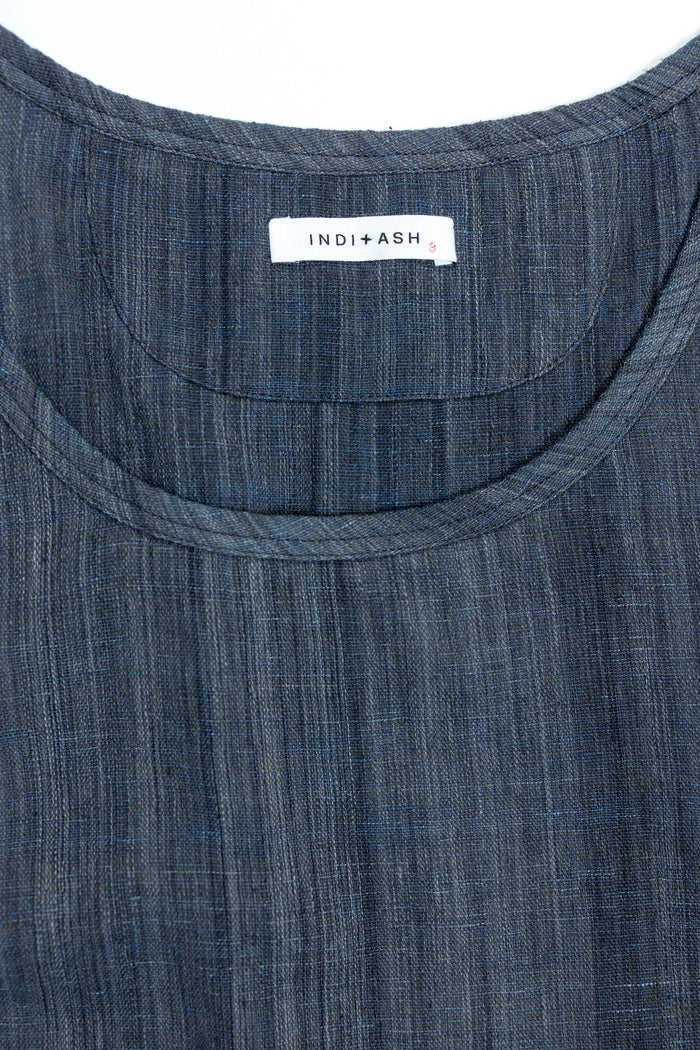 Indi + Ash Ripley Tank Handwoven Kala Cotton - Iron/Indigo