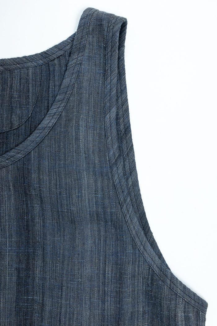 Indi + Ash Ripley Tank Handwoven Kala Cotton - Iron/Indigo