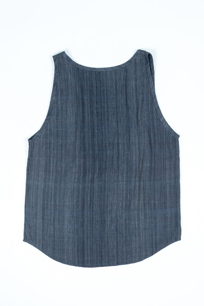 Indi + Ash Ripley Tank Handwoven Kala Cotton - Iron/Indigo