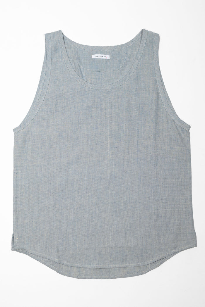 Indi + Ash Ripley Tank Handwoven Kala Cotton -Indigo/Natural