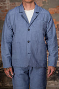Indi + Ash Study Jacket - Handwoven Military Herringbone French Blue Indigo