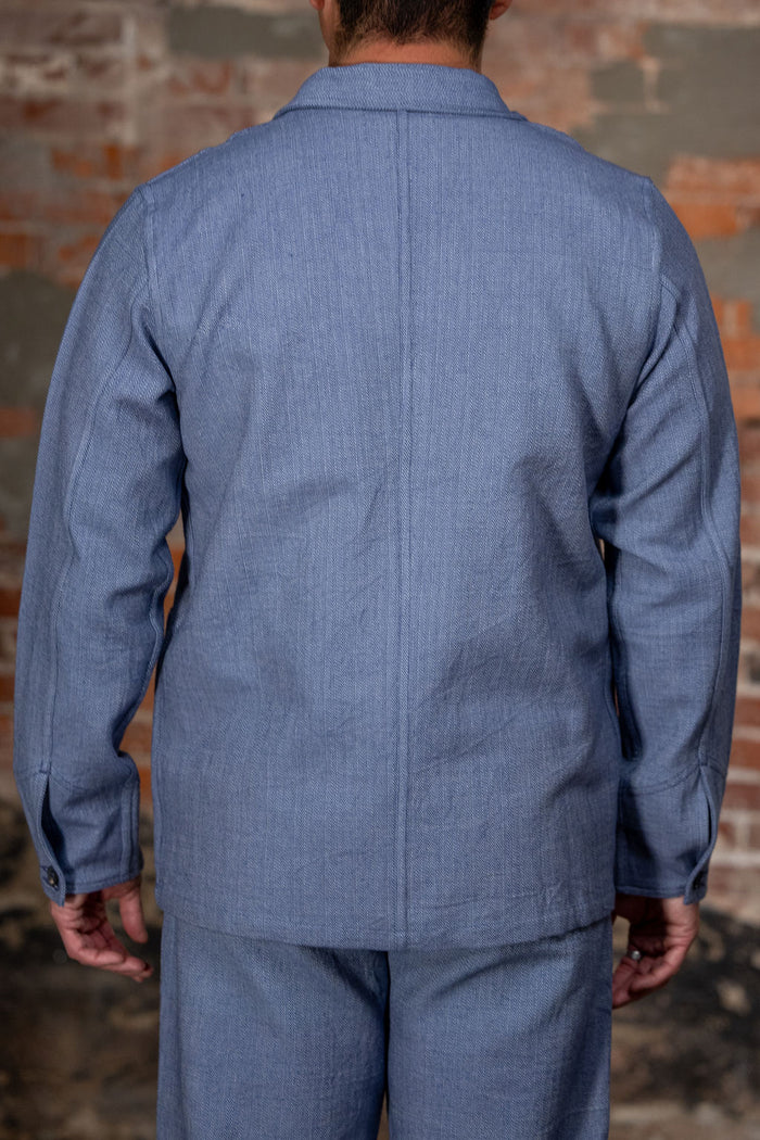 Indi + Ash Study Jacket - Handwoven Military Herringbone French Blue Indigo
